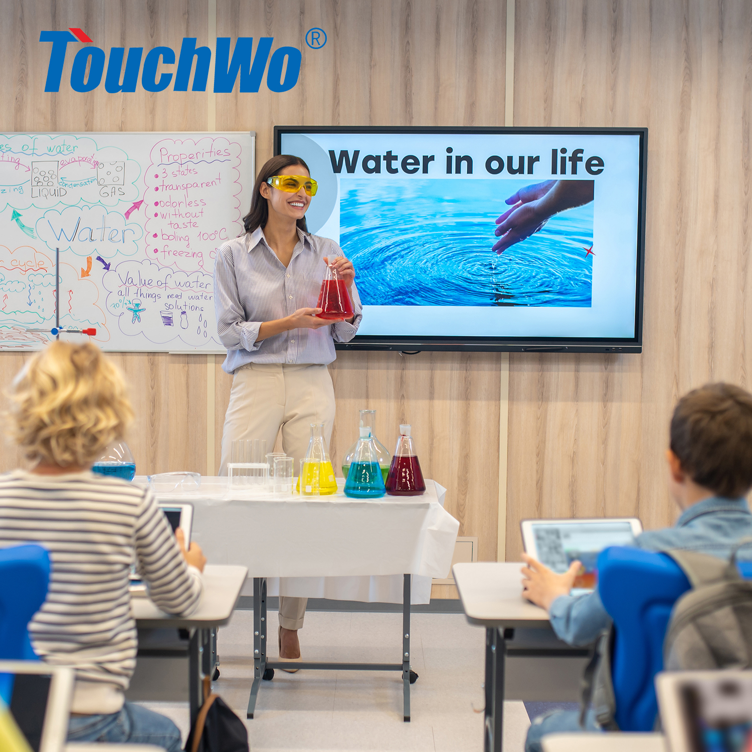 TouchWo 32 43 55 65 "Monitor de tela sensível ao toque de quadro branco interativo, placa inteligente de computador de toque tudo-em-um para sala de aula de escritório