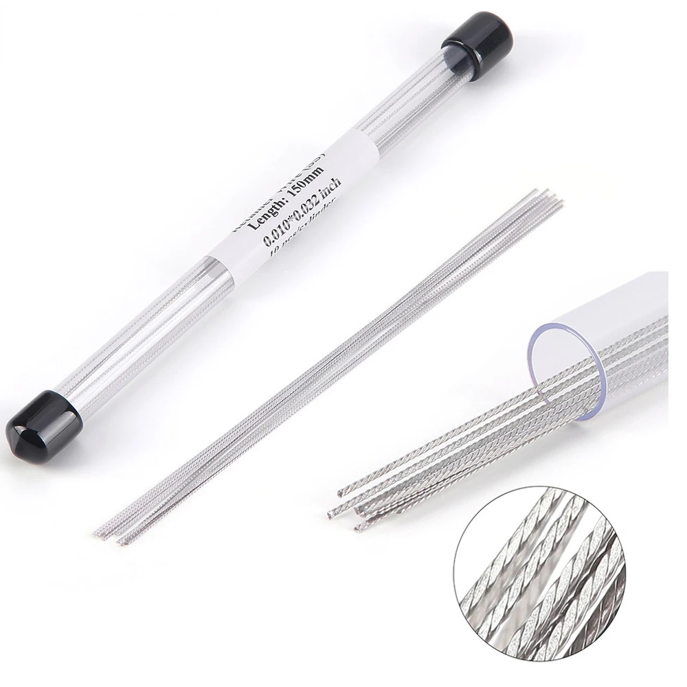 10 unidades/pacote dental ortodôntico de aço inoxidável fio retentor lingual 150mm plana reta torção fios materiais odontológicos