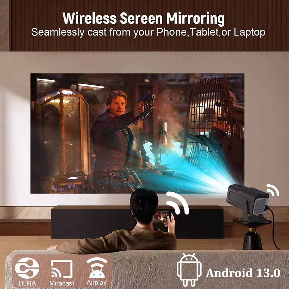 KaiAqua Android13 300ANSI HY320 Projektor 4K Native 1280*720P Dual Wifi6 BT5.0 Kino Outdoor Tragbare projektor Upgrated FY300