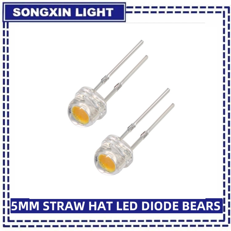 50/100PCS หมวกฟาง LED 5 มม.Super Bright LED ไดโอด F5 Light Emitting Diode สีฟ้าสีเขียวสีแดงสีเหลืองสีขาว, สําหรับ DIY อิเล็กทรอนิกส์
