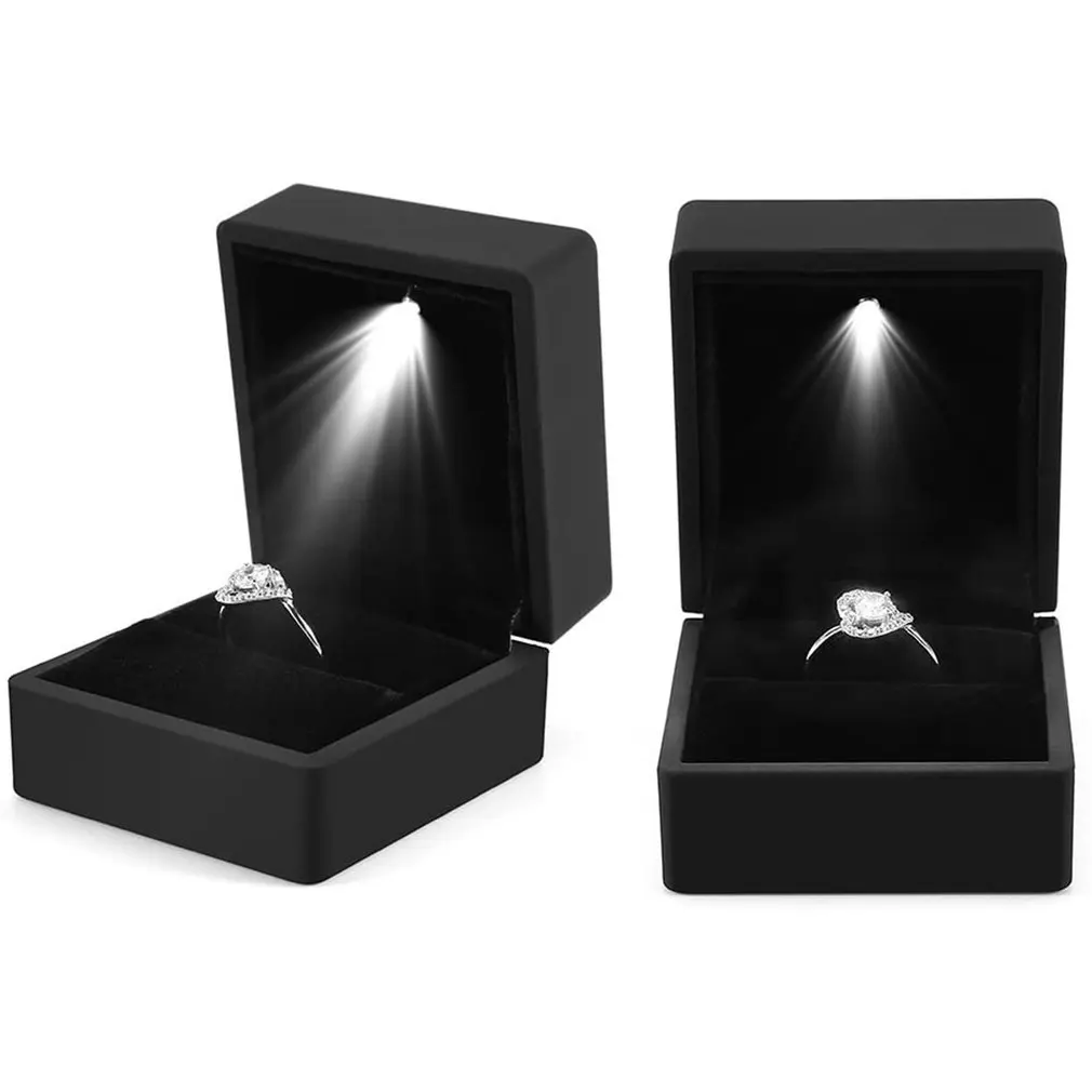 卸売 LED リングボックスジュエリーボックス結婚指輪婚約指輪ボックスギフトケース包装ショーボックスライト収納ケース付き