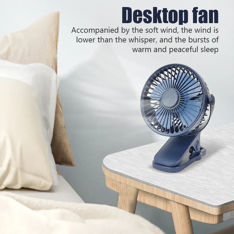 Creatieve Mini Clip Fan Mute Draagbare Desktop Thuis Dorm Wandelwagen Voor Oplaadbare USB Hoge Wind Drie Snelheid Blower Student Deskto