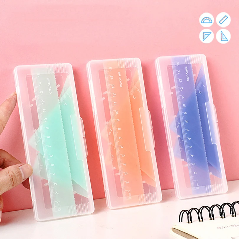 4Pcs Colorful Ruler School Supplies Regla Transparent 15cm Drawing Tool Accessories Kawaii Stationery Bendable School Rules Set