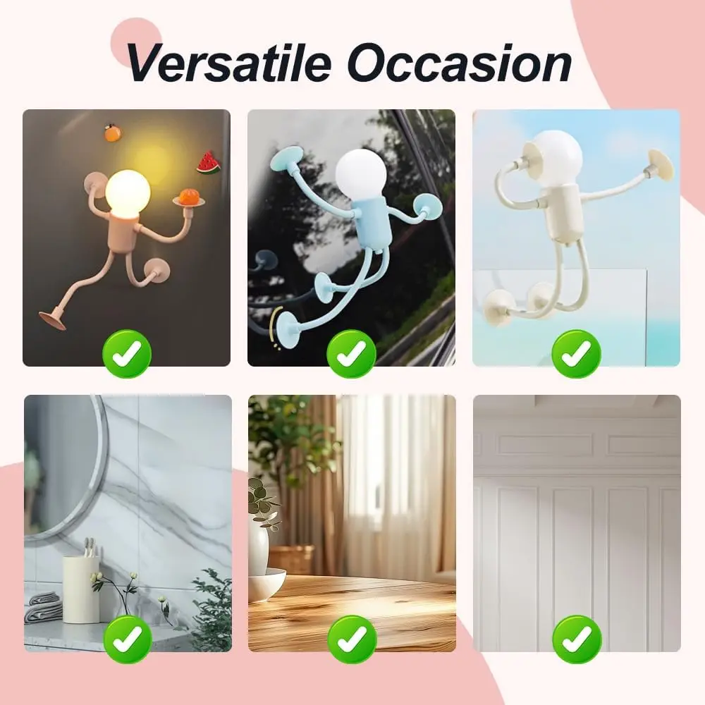 Changeable Shape Funny Sportsman Night Light Versatile Lamp Creative Fun Quirky Button Battery Desk Lamp Ornament Vacuum Suction