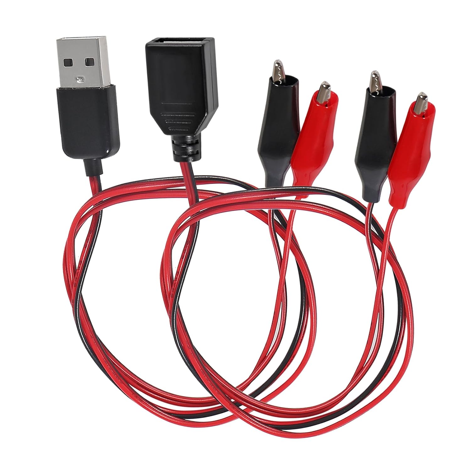 Cable adaptador USB a pinza de cocodrilo, Cable USB macho hembra a sonda con pinza de cocodrilo, Cables USB con pinza de cocodrilo para prueba de circuito, 2 uds.