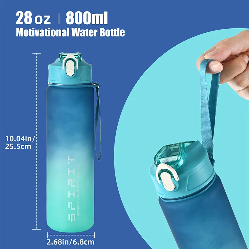 1PCS 800ML 대용량 스포츠 물병 누출 방지 다채로운 플라스틱 컵 야외 여행 휴대용 체육관 피트니스 주전자