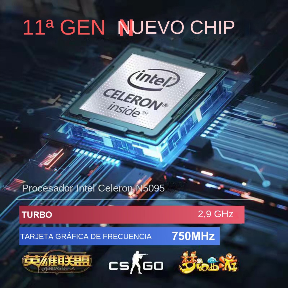 Ordenador portátil para juegos con Windows 10, 11 GB Ram, 16GB Rom, 256GB, 512GB, 1TB, 2TB, SSD, Ultrabook, 2,4G/5,0G, Wifi, Bluetooth, Intel N5095