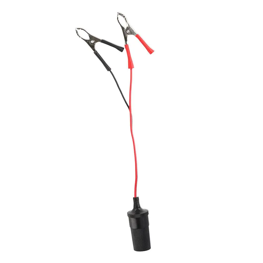 High-Power 12V 24V Car Cigarette Lighter Socket To Battery Alligator Crocodile Clip Connector Extension Cable Adapter Socket