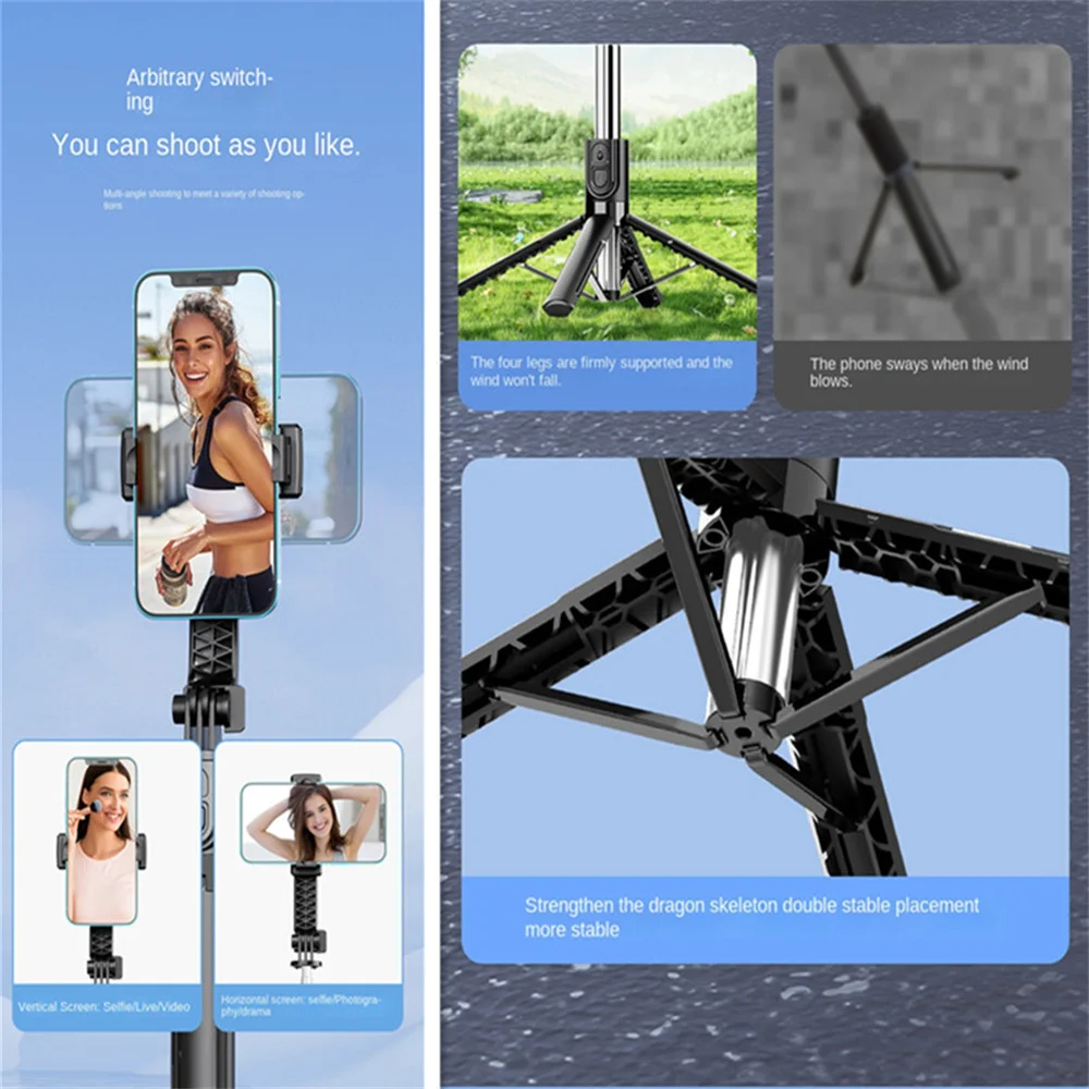 FANGTUOSI 2025 New Wireless Selfie Stick For Smartphone 40.5 Inch Tripod with Bluetooth Remote Portables Foldable Stand For Live
