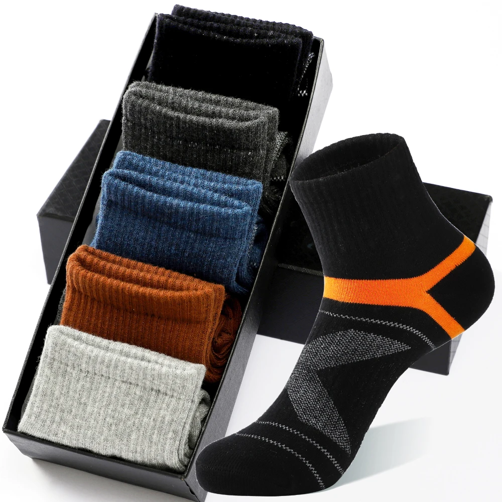 Lote de 5 pares de calcetines de algodón para calcetines crossfit hombre deportivos negros calcetines informales de verano para correr calcetín transpirable para hombre Size38-45