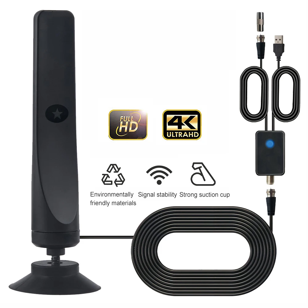 HD Digital TV Antenna Indoor Amplified DAB High Gain 50 Miles With Amplifier Booster VHF/UHF Quick Response Outdoor Aerial Set