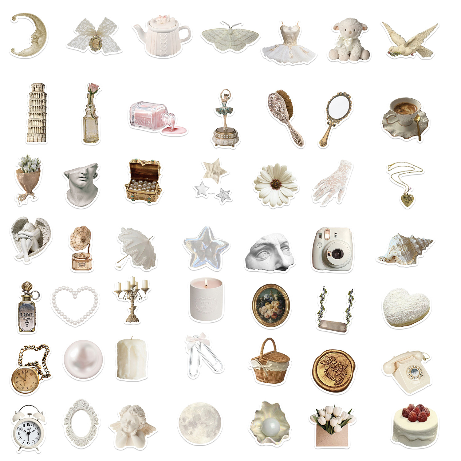 子供のための防水落書きステッカー、美的装飾ステッカー、旅行かばん、カップ、ラップトップ、電話、スクラップブック、ノートブック、白、コイン、10、30、50個