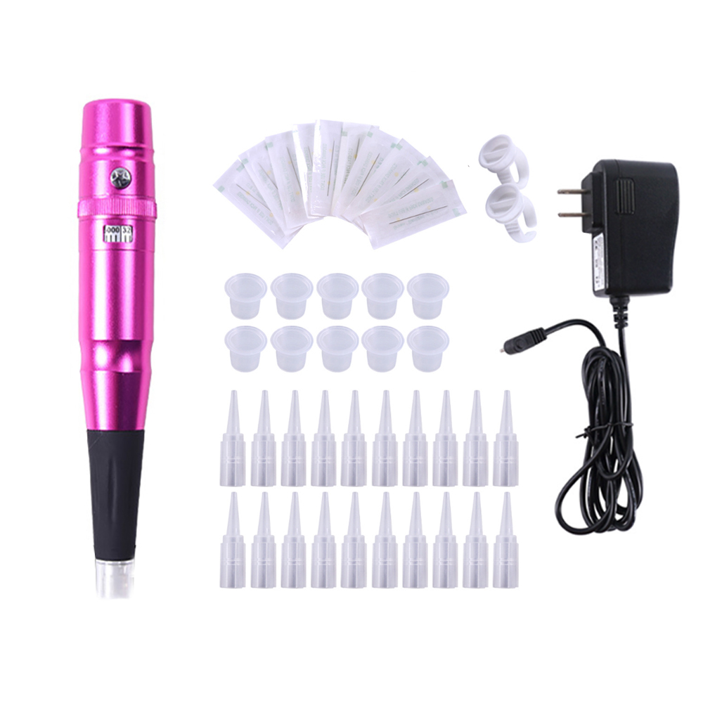 Máquina de maquillaje permanente, máquinas de tatuaje rotativas, bolígrafos semipru, pistola para Piercing de labio y cejas, Kit de suministros para Microblading