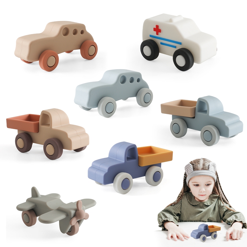1Pcs Food Grade Baby Silikon Beißring Spielzeug Cartoon Auto Pflege Zahnen Ring BPA FREI Neugeborenen Gesundheit Molaren Kauen Zubehör spielzeug