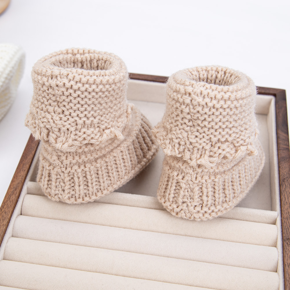 2 unids/par calcetines de punto para bebé de 0 a 12M calcetines sólidos para caminar calcetines cortos de Color sólido crema Ins para niños y niñas ropa
