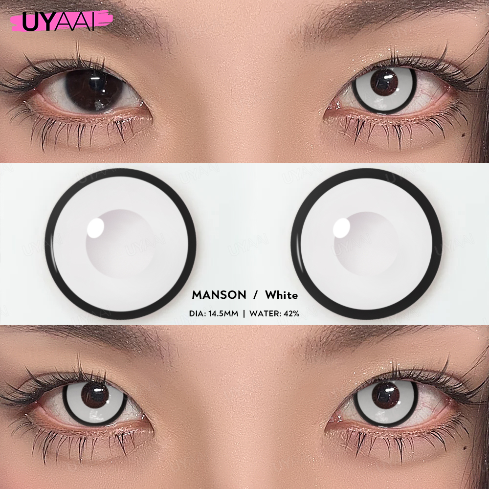 UYAAI 1 คู่คอสเพลย์ Multicontacts สําหรับตาสีขาวเลนส์อะนิเมะแวมไพร์เลนส์สีแดงเลนส์สีดําสําหรับฮาโลวีนสีม่วง Len