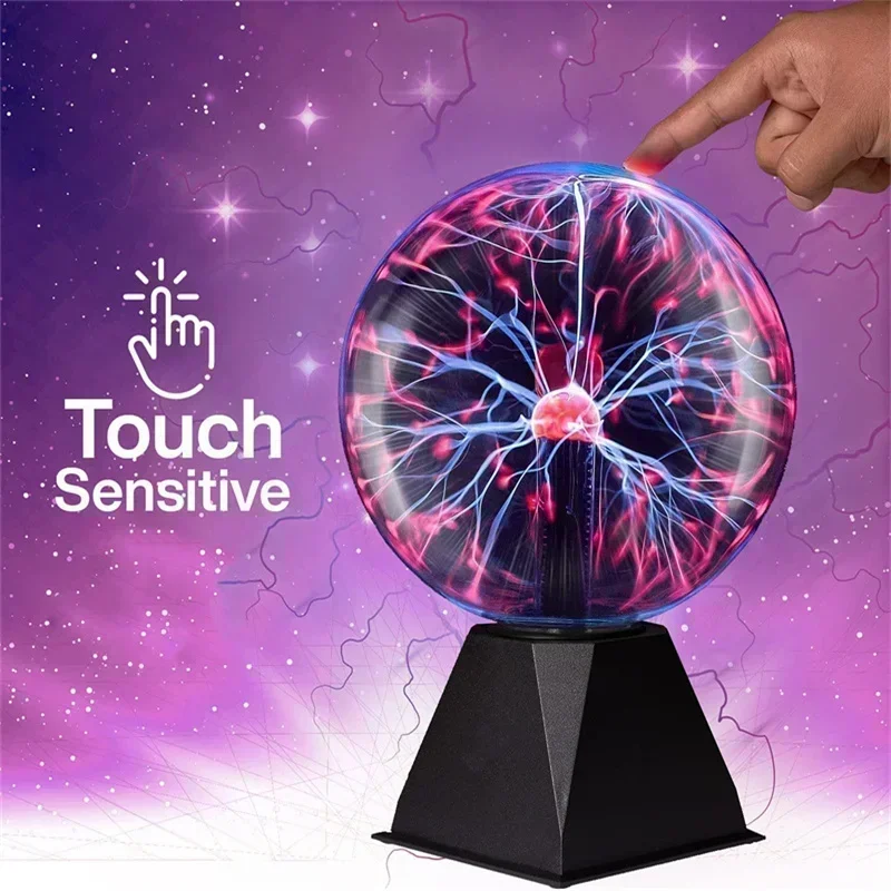 Novedad, lámpara táctil de bola de Plasma de cristal mágico, luz LED nocturna de 3/4/5/6/8 pulgadas, decoración de regalo de cumpleaños y Navidad para niños, Flash electrostático