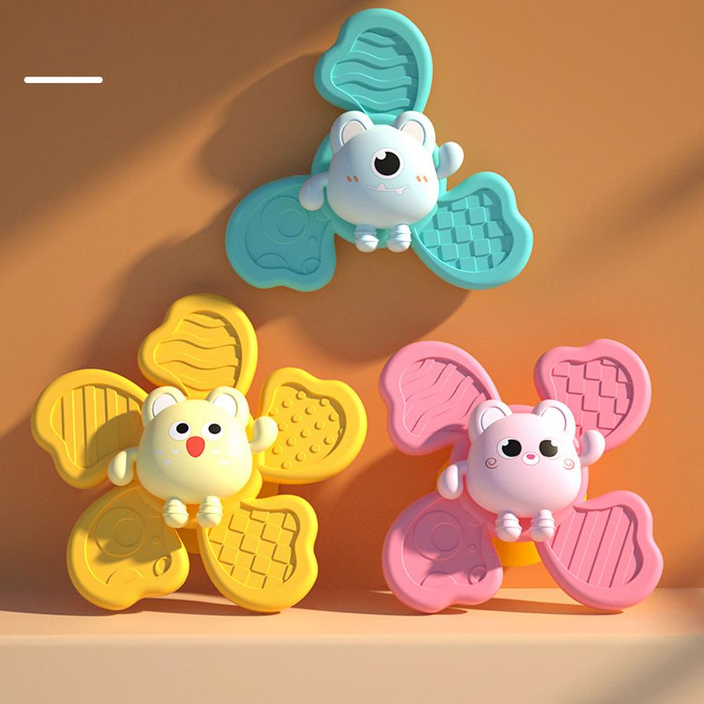 1pc Baby Bath Toys Funny Bathing Sucker Spinner Suction Cup Cartoon Rattles Fidget Educational Toys For Children Boys Gift