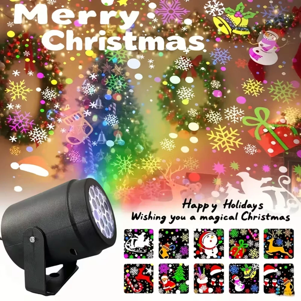 LED USB Weihnachtsprojektor Urlaub Lichter Weihnachten Projektion Nachtlampe Weihnachtsmann Schneeflocke Scheinwerfer für Neujahr Party Dekor