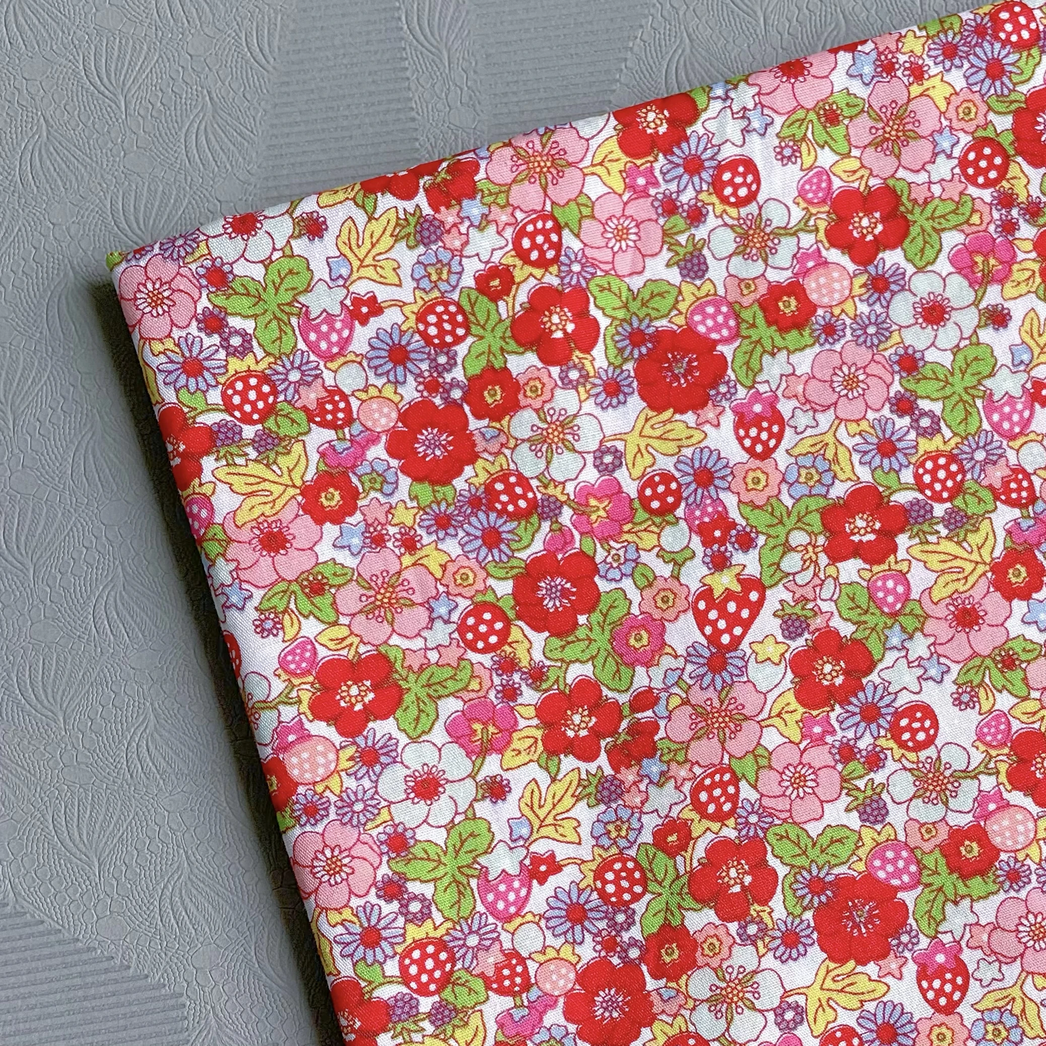 Tecido de morango liberdade com impressão digital, Design original para pano de costura e vestidos, saia e crianças, Fruit Grove, 100% algodão, 40S