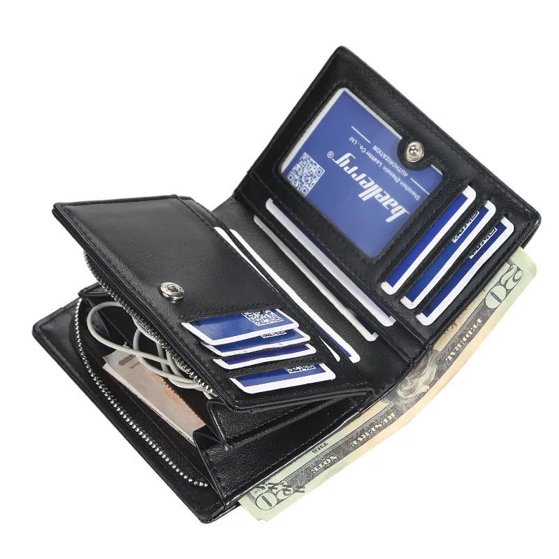 2025 New PU Leather Men Wallet High Quality Zipper Short Desigh Card Holder Money Clip Male Purse Vintage Coin Men Bifold Wallet