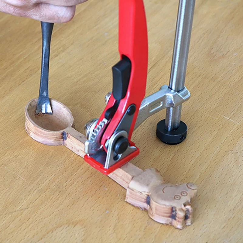 Abrazadera de sujeción de acción rápida para escritorio de carpintería, Clip fijo rápido para bancos de carpintería, herramienta con orificio de 19/20MM, 1 ud.