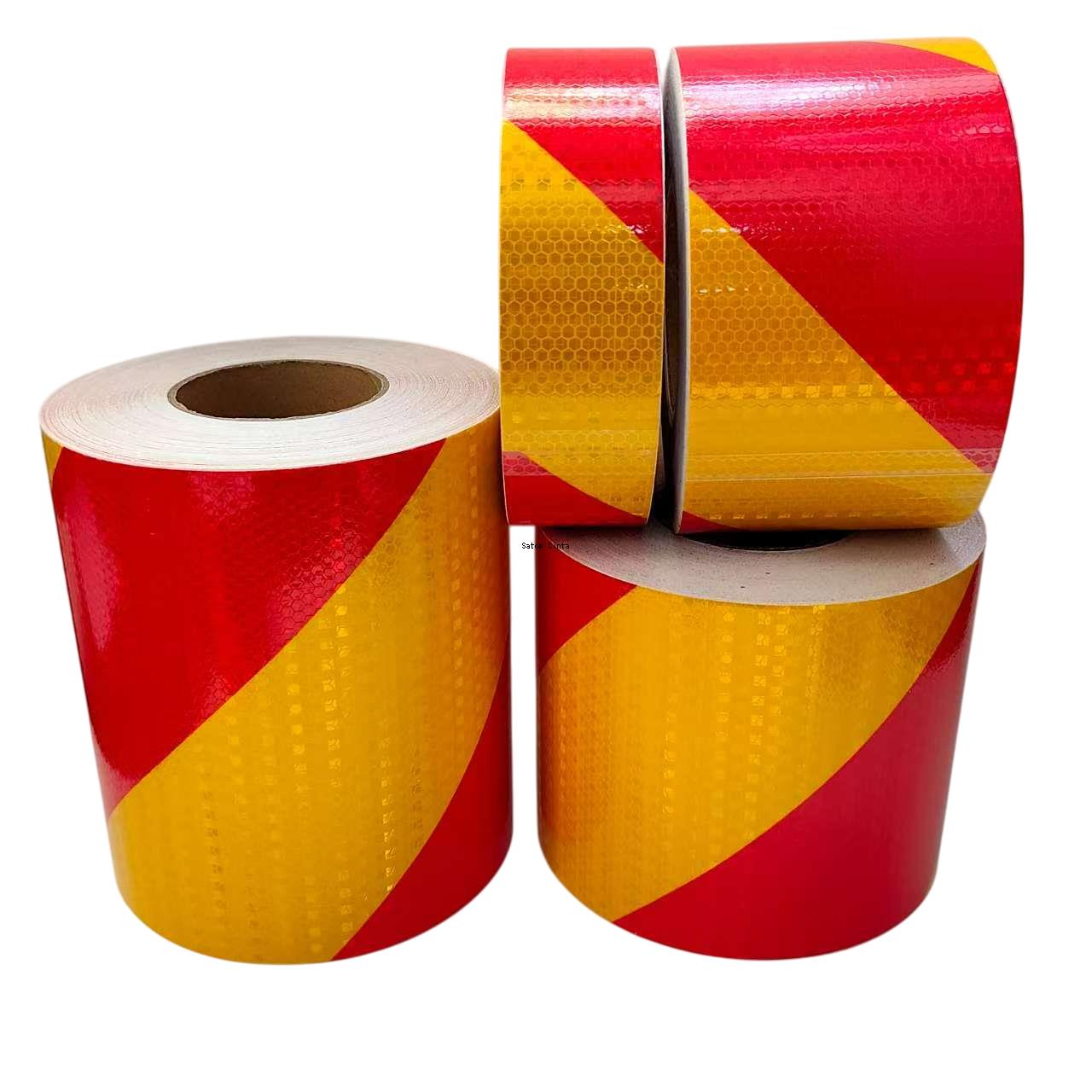 5cm/10cm/15cm/20cm * 5m Twill odblaskowa wodoodporna taśma żółto-czerwona lewa lub prawa samoprzylepne reflektory naklejka samochodowa