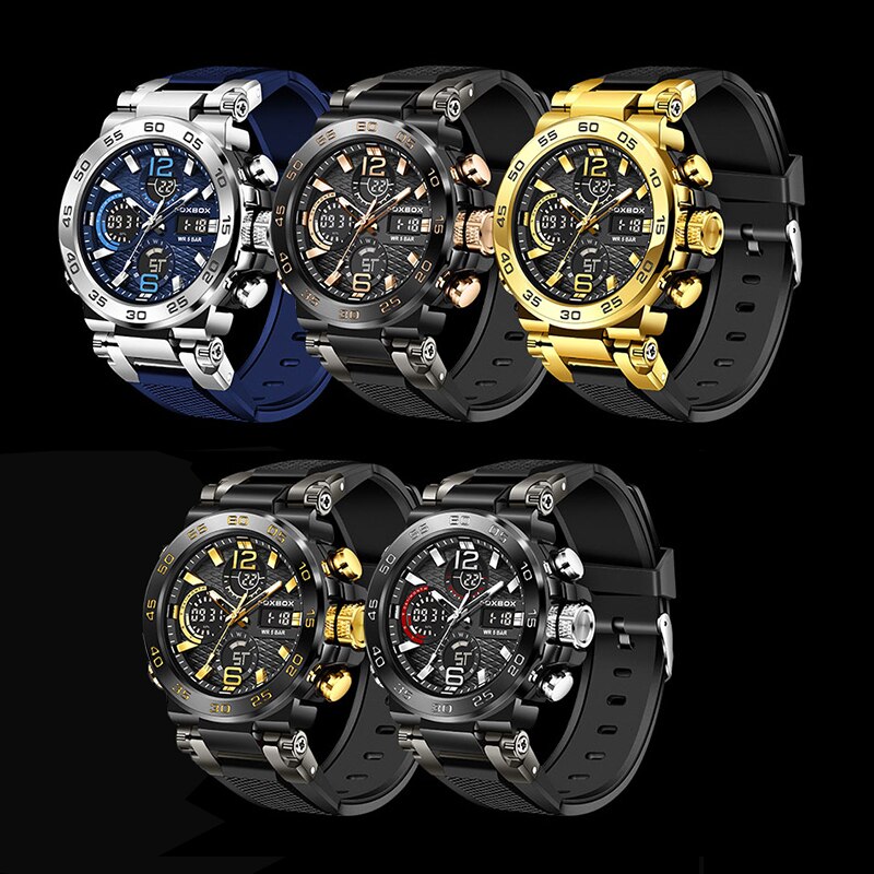 Reloj de negocios FOXBOX, reloj de buceo a la moda para hombre, reloj deportivo de lujo de marca superior, cronógrafo militar resistente al agua, reloj Masculino + caja