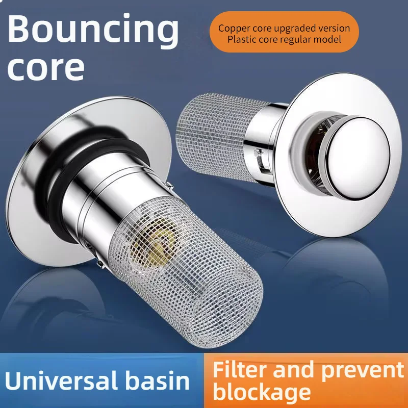 Tappo per perdite per lavabo Filtro per scarico a pavimento in ABS Anti odore Pop-Up Bounce Bounce Core Tappo per lavabo Filtro per lavandino per capelli
