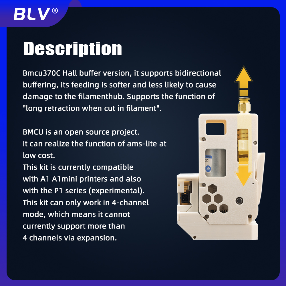 BLV BMCU 370C soluções AMS MMU de código aberto AMS lite 370 130 BMCU370 suporte para recarga automática fazenda
