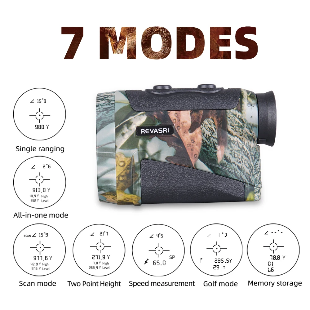 REVASRI Golf Rangefinder Rechargeable Distance Meter with Slope Switch and Flag Lock Vibration for Golfing Promotion and Hunting