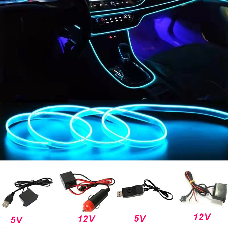 Tiras de lámparas decorativas para Interior de coche, lámpara de ambiente, luz fría, consola decorativa para salpicadero, luces LED ambientales para coche, 1/2/3/4/5M