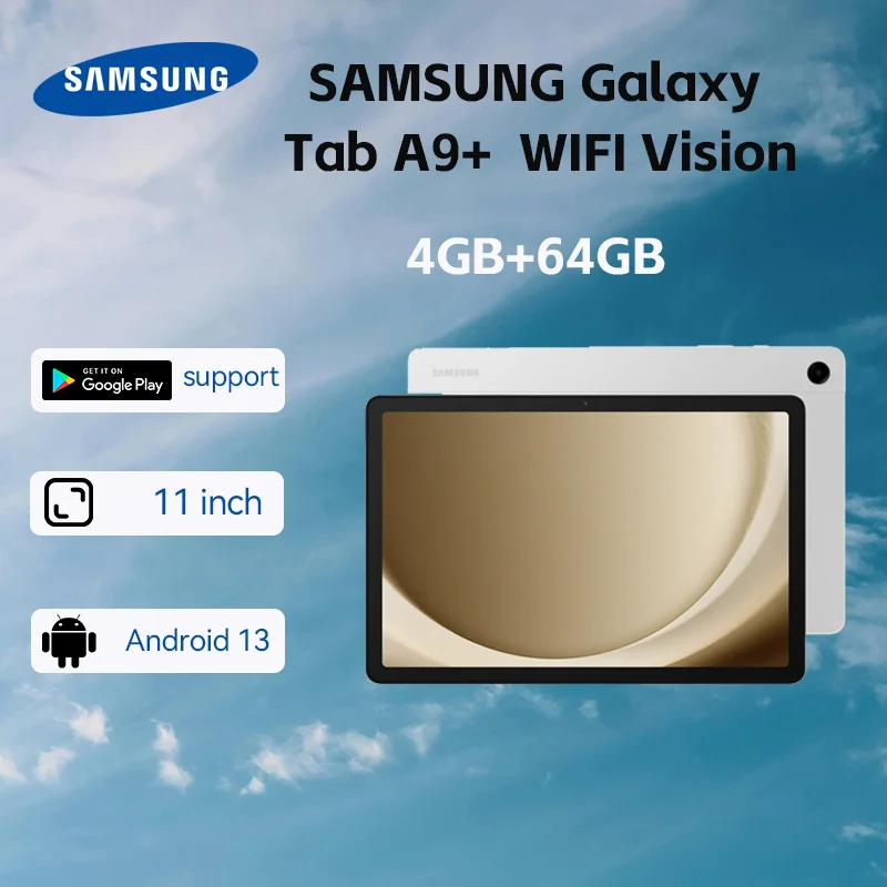 【Brand+】Samsung Galaxy Tab A9+ WIFI Tablet 4GB 64GB 2.2GHz Octa-core 11” TFT 90 Hz LCD Display 8MP Rear Camera 7040 mAh Battery