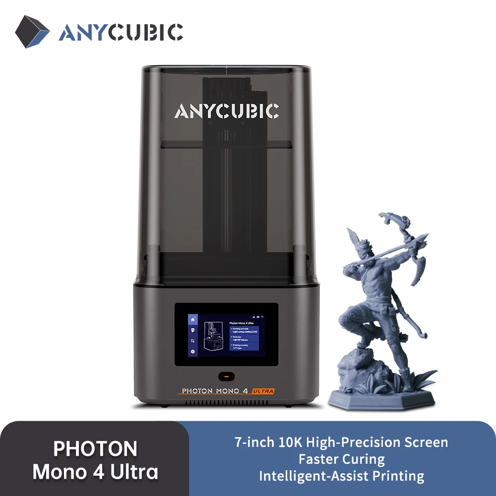 ANYCUBIC Photon Mono 4 Ultra LCD 3D-printer 7 "10K Hoge precisie UV-hars 3D-printen 2,2L Bouwvolume Grootte 236 mm * 231 mm * 430 mm