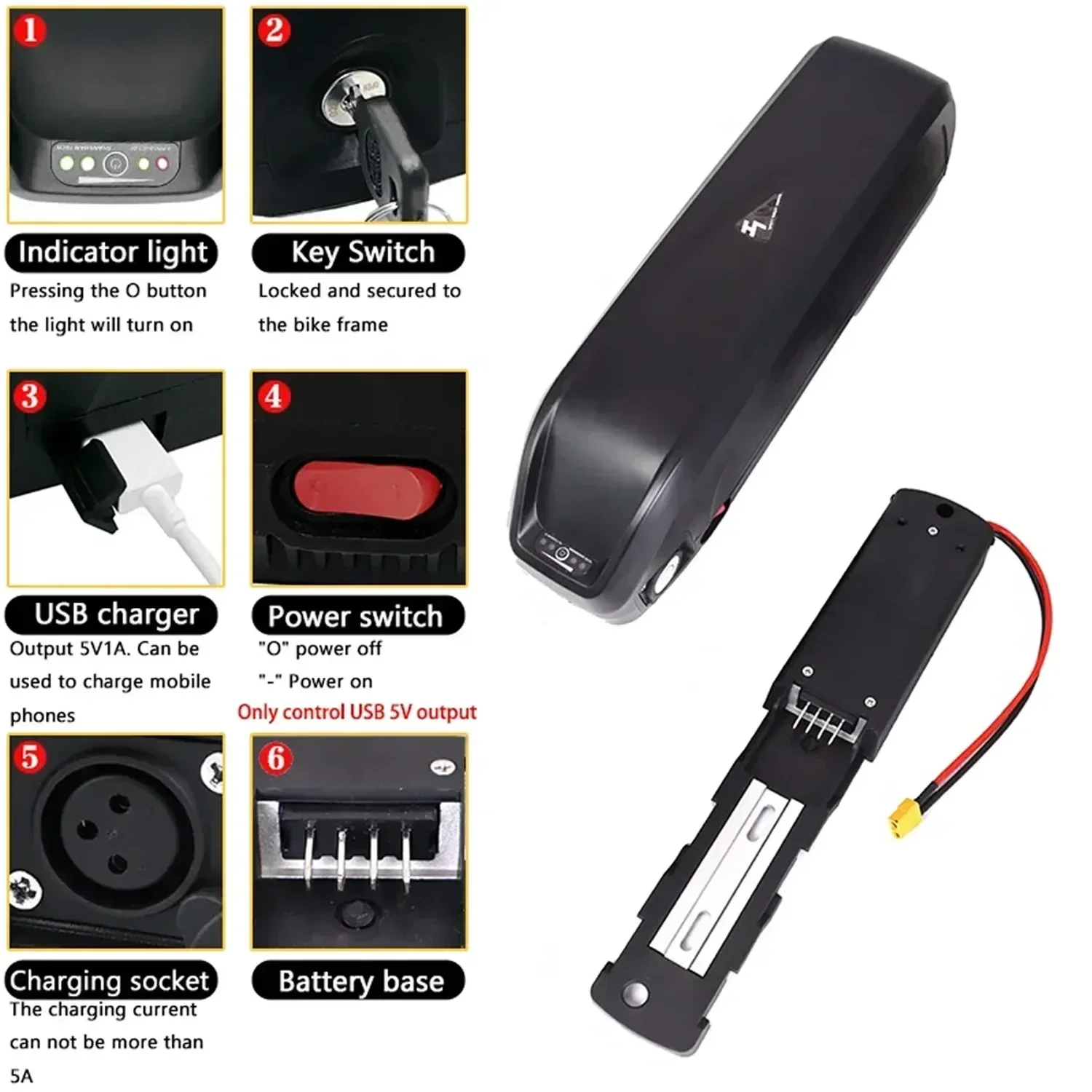 36V 48V 52V 30Ah 40Ah 50Ah 60Ah 18650 Hailong Battery For Bafang BBS02 BBS03 BBSHD Motor hailong battery 36v hailong 48v