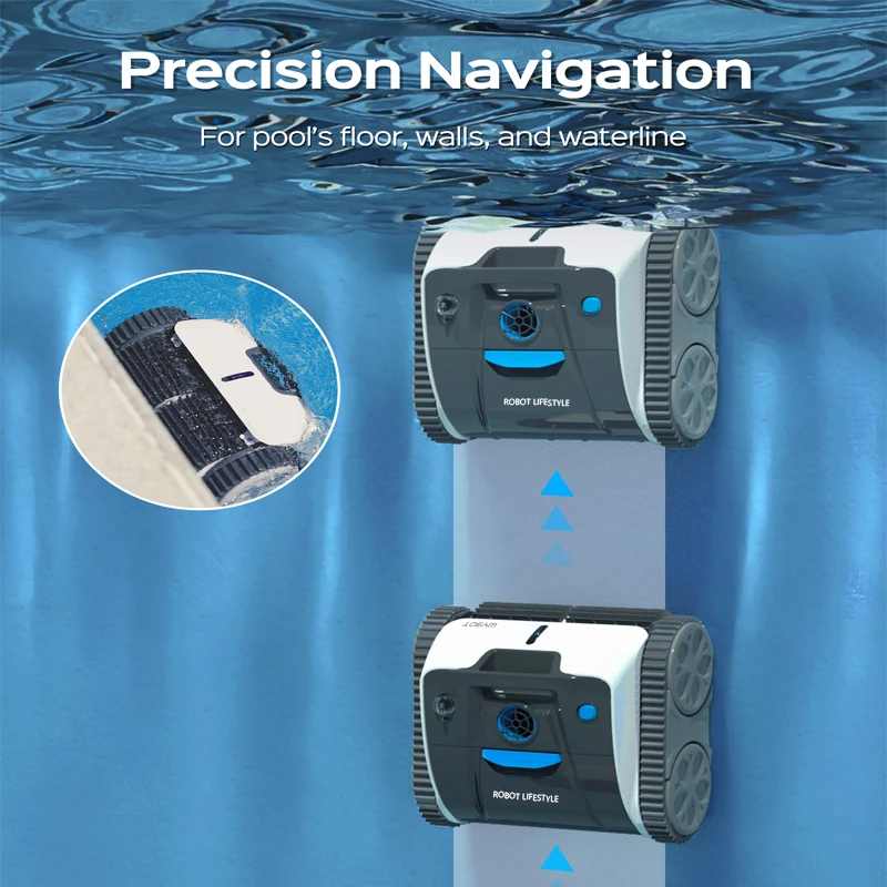 Robot aspirador inalámbrico para piscina, batería de litio recargable, 8600mAh, planificación de ruta, autoretención inversa automática