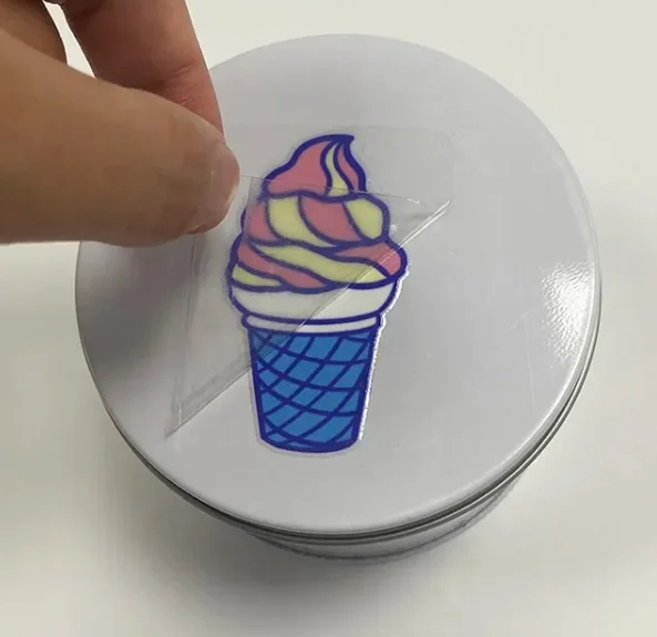 สีที่กําหนดเองโอน 3D สติกเกอร์ DTF UV รูปลอกยี่ห้อบริษัทโลโก้ไวนิลคริสตัลป้าย holographic self-กาวกันน้ํา