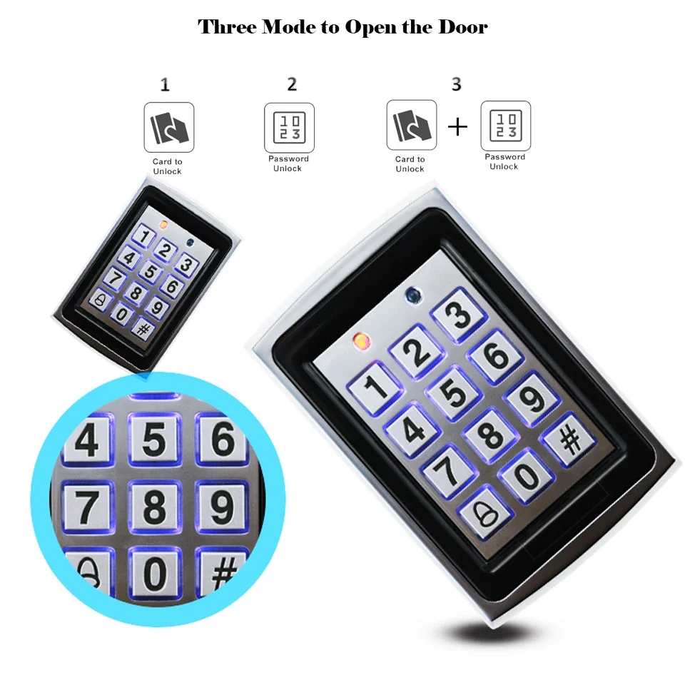5YOA Metal Keypad Reader LED Backlight RFID 125khz For Access Control System Proximity Card Standalone User Door Lock Entry