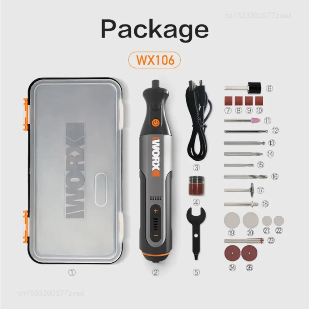 Worx WX106 Rotary Tool 8V Draadloze Mini Boor Graveren Slijpen Polijstmachine USB Lader Variabele Snelheid Power Tools Set
