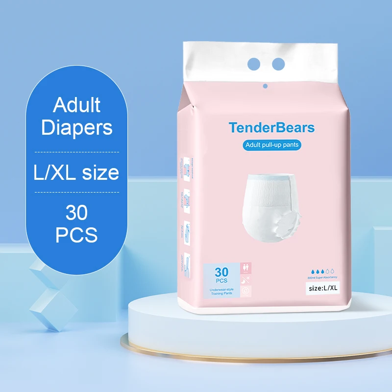 Tenderbears, taglia L, 30 pezzi di pantaloni pull-up per adulti, pannolini per anziani, pannolini stile intimo, pannolini per uomini e donne e anziani