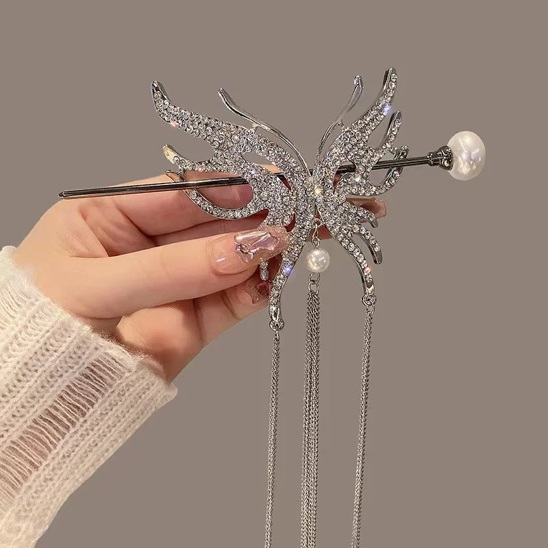 Sentido avanzado de flores moda imitación ojo de gato girasol tiburón Clip parte posterior de la cabeza placa chapada en oro Clip de agarre para el cabello