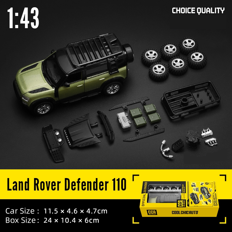 1/43 land rover defender montado modelo de carro de brinquedo modificado diecast liga miniatura rodas grátis coleção presente para meninos crianças