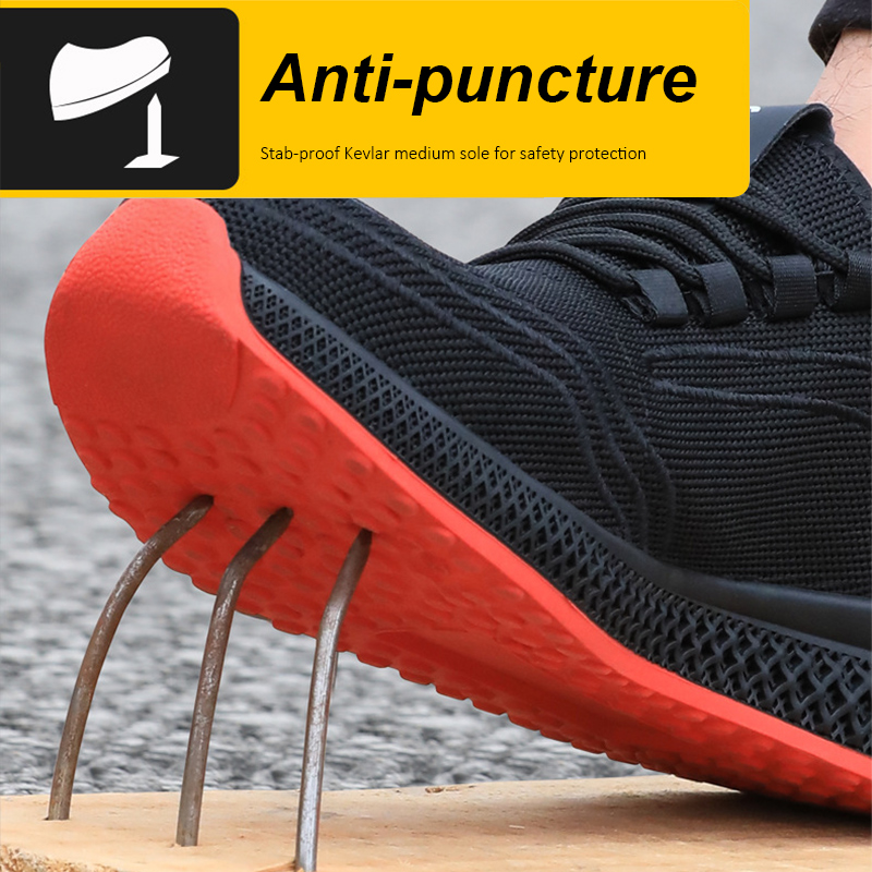 Mangu Air Mesh Stahlkappe Arbeitsschuhe Atmungsaktive Arbeitsschuhe Damen Herren Sicherheitsschuhe Leichte pannensichere Sicherheitsstiefel