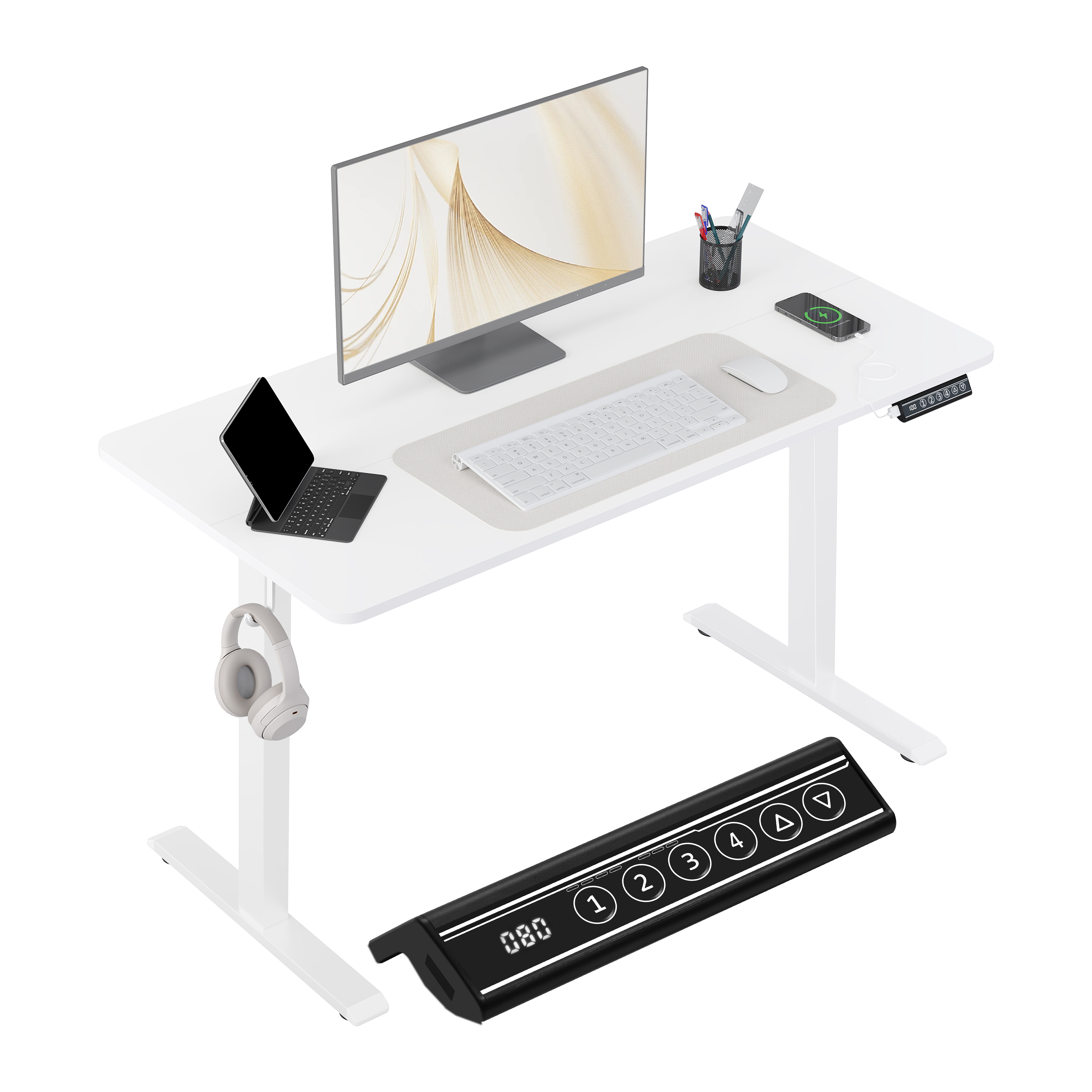 WOLTU Scrivania per computer elettrica in piedi Tavolo da lavoro ergonomico regolabile in altezza con porta di ricarica USB con controllo della memoria