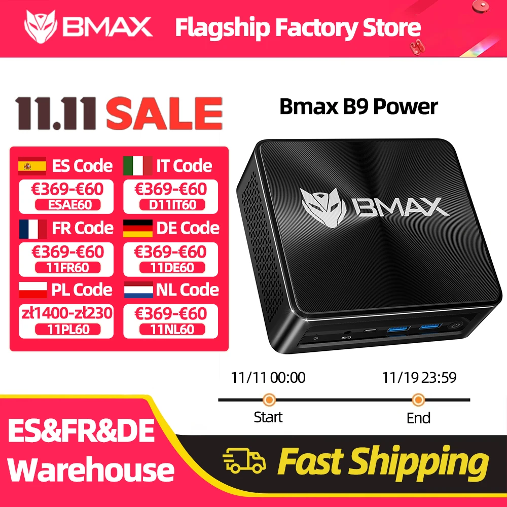 Bmax B9 Power Mini Pc Intel Core I9-12900H 14 Core Max 5.0Ghz 24Gb 32Gb Ram 1Tb Ssd Wifi 6 Bluetooth 5.2