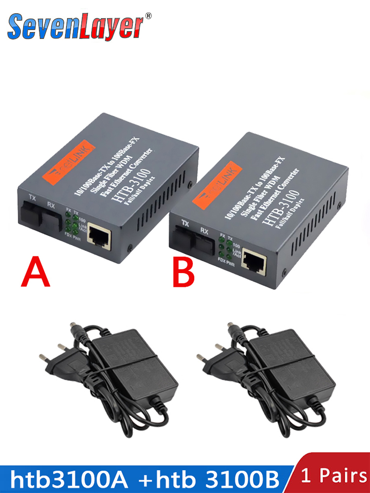 Convertisseur de média émetteur-récepteur de Fiber HTB-3100 convertisseur de Fiber optique à Fiber unique SC 10/100M monomode fibre unique 1 paire