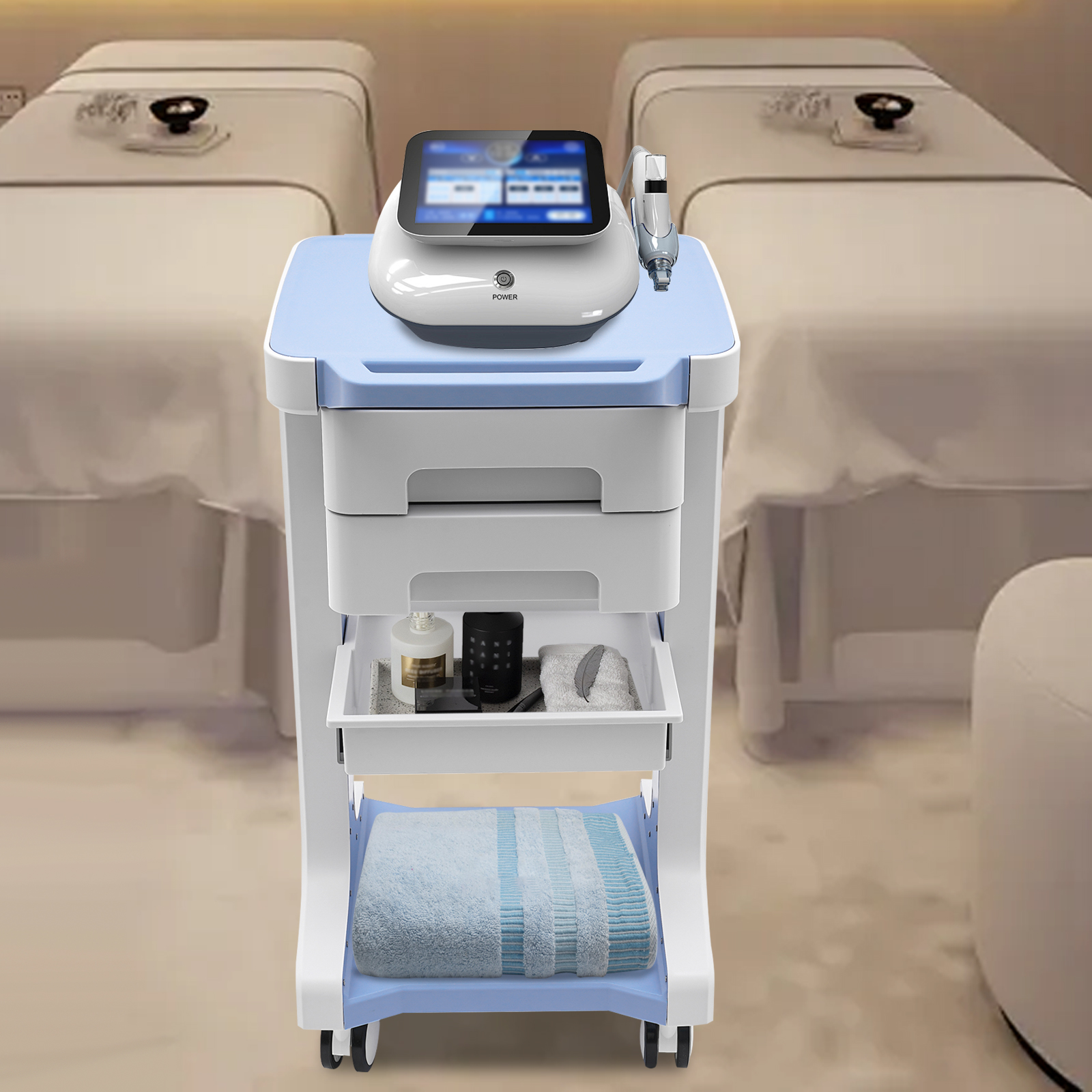 Chariot de rangement Mobile de grande capacité, résistant à l'usure, avec poignées encastrées, pour les magasins médicaux/barbier/Spas/maisons