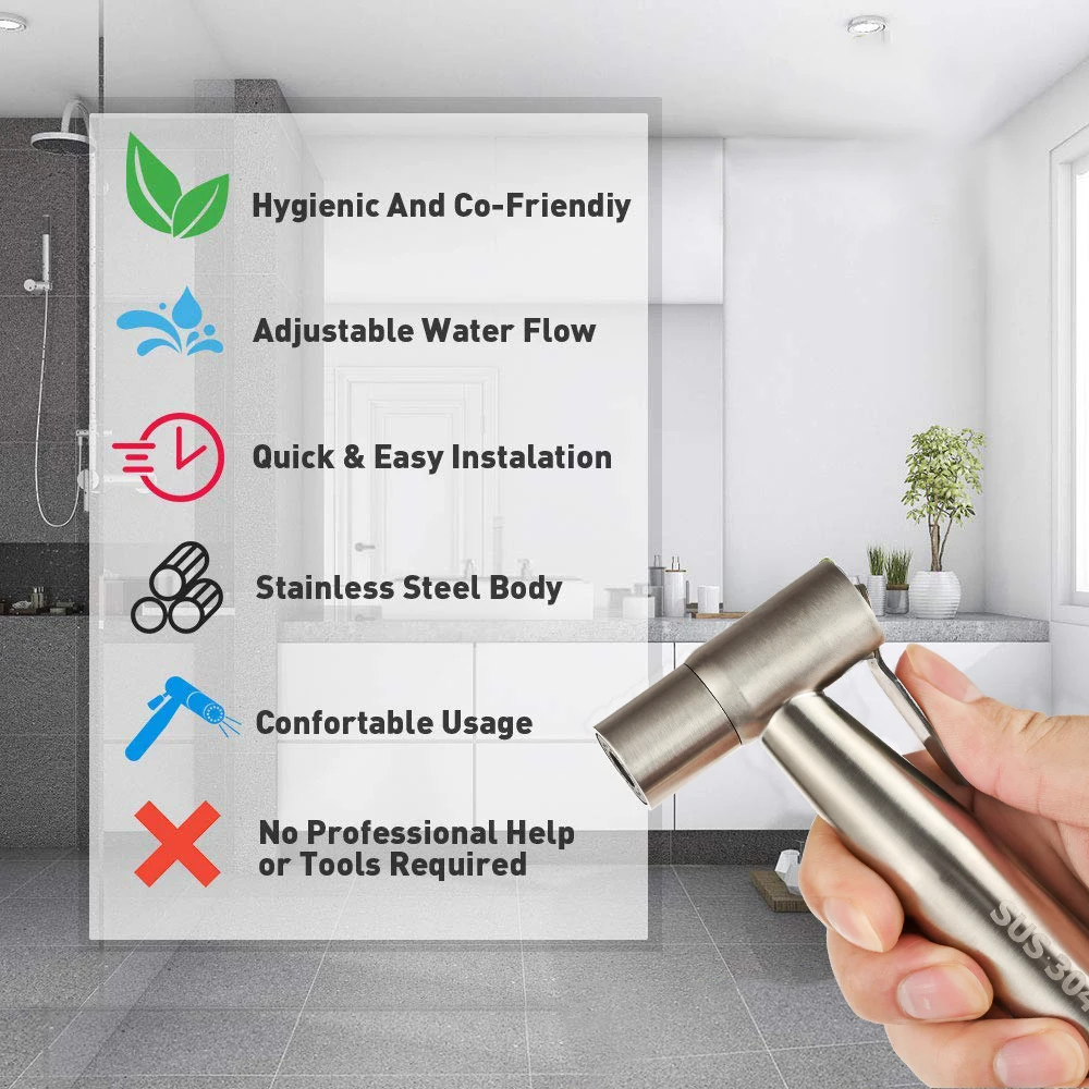 Edelstahl Wasserhahn Spritzpistole Handheld Wc Bidet Wasserhahn Edelstahl Hand Bidet Sprayer Gebürstet Wasser Sprayer