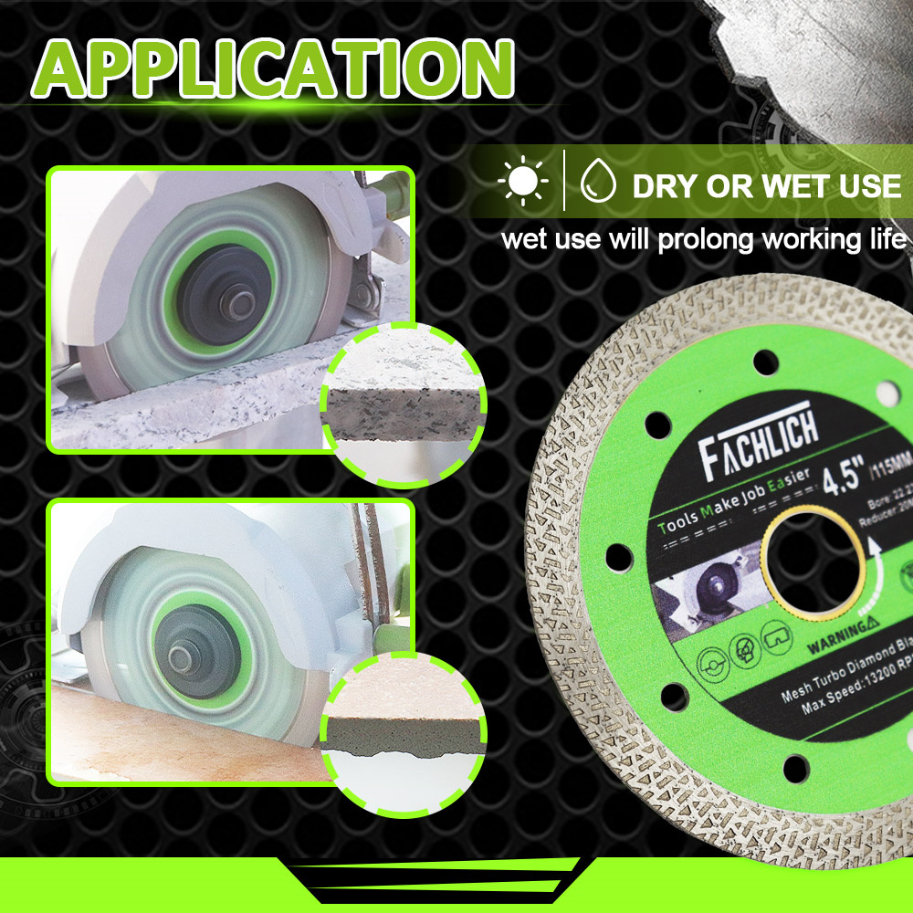 FACHLICH 1 шт. Диаметр105/115/125/180/230 мм, сетка, турборезной диск, пильное полотно, резак для мрамора, гранита, плитки, фарфора, керамики, режущая пластина