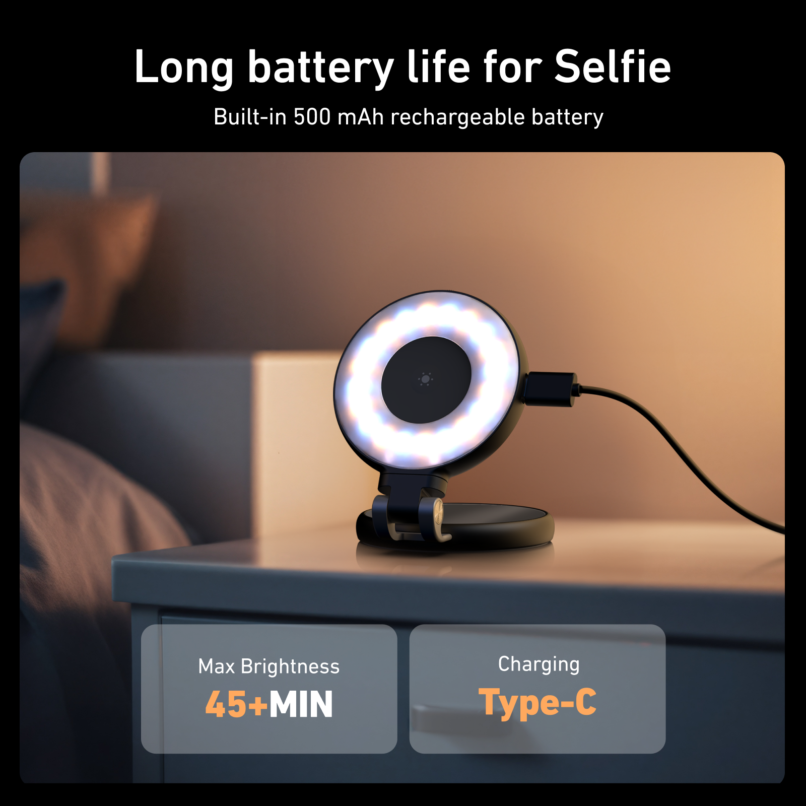 TELESIN Smartphone Magnetic Fill Light Mini Selfie Light 3 Modes Adjustable Brightness for Iphone XIAOMI HUAWEI SAMSUNG Phone